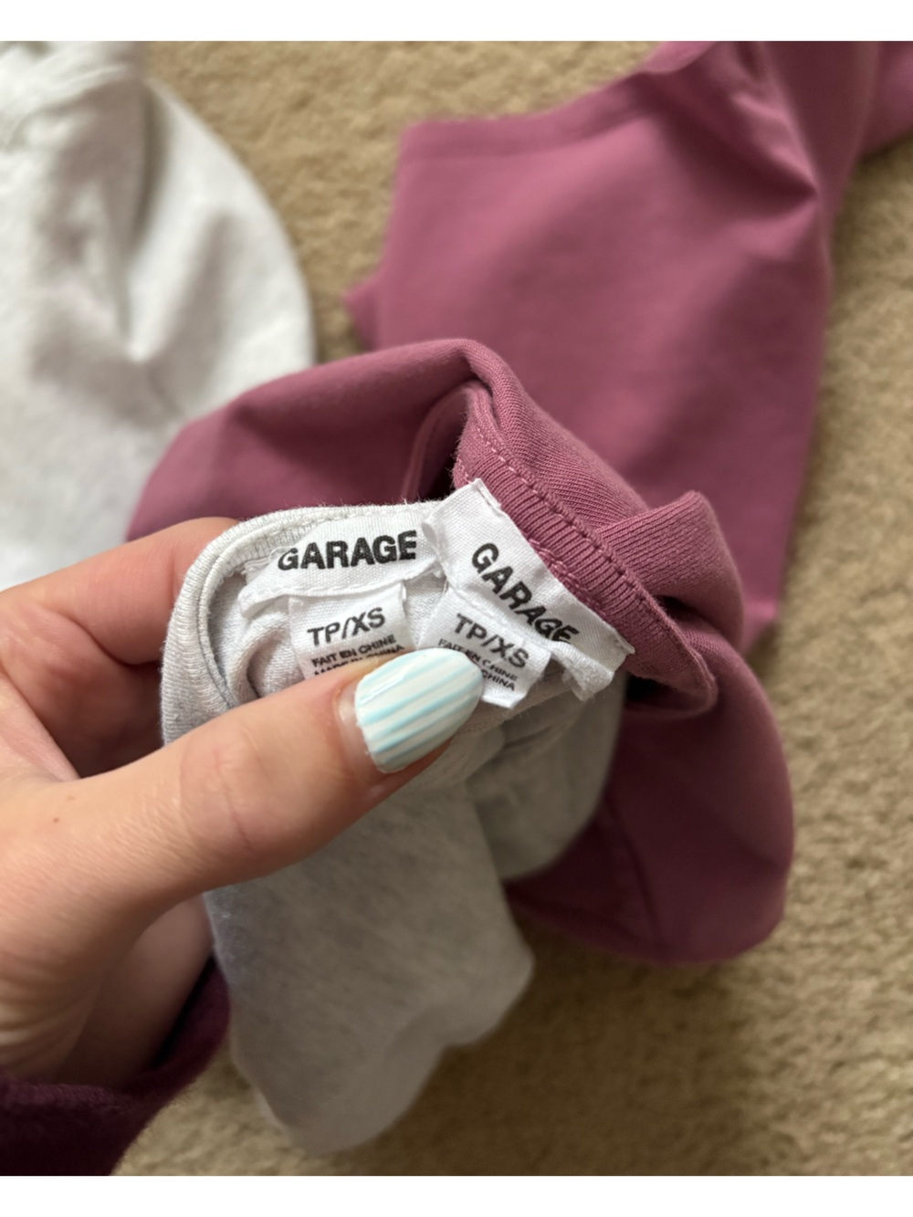 Garage Square Neck Short Sleeve Top - Mauve and Light Gray - Picture 6 of 6